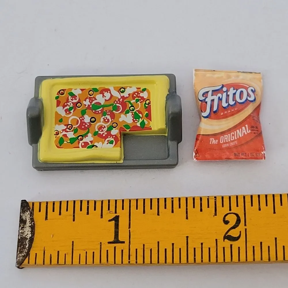 Miniature Doll House Fritos Bag & Pizza Tray Toy Food Bundle